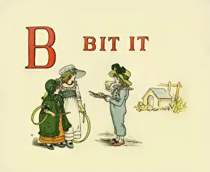 Stampe di Dal libro illustrato iconico 'L'arancia di mezzo', scritto da Kate Greenaway, Data del rilascio 1886 Kate Greenaway Stampe: B Bit it
