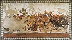 Stampe di La battaglia di Isso, scena della battaglia tra Alessandro il Grande dei Macedoni e re Darío III degli Achemenidi Battaglia Stampe: La Battaglia di Isso