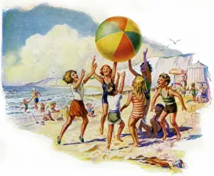 Children Playing On The Beach Stampe: On the beach