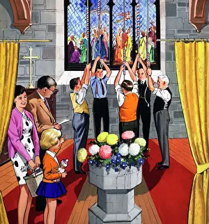 Stained Glass Church Windows Stampe: Bell Ringers