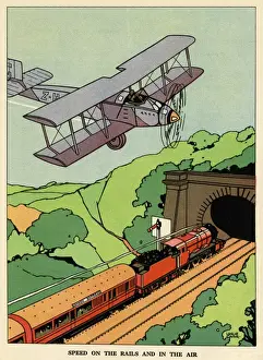 Tunnel Stampe: Un biplano e un treno a vapore