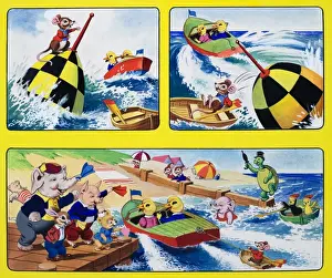 Summer Beach Scene Stampe: Boating