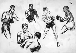 Boxing Gloves History Stampe: Boxers by David Wright