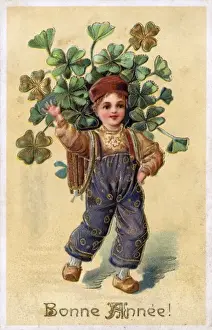Good Luck Charm Stampe: Boy with Clover