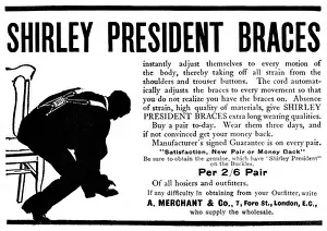 Early 20th Century Adverts Stampe: Braces advertisement
