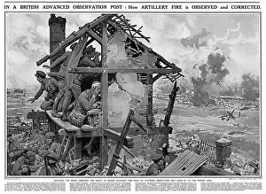 Fortunino Matania Stampe: Post di osservazione avanzato britannico