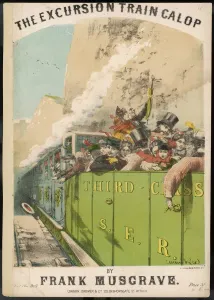 Vintage Train Transport Stampe: Excursion Train