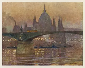 Danube River Views Stampe: Budapest at Nightfall