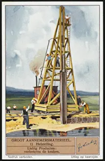 Construction Site Machinery Stampe: Bulding - Using Hoist