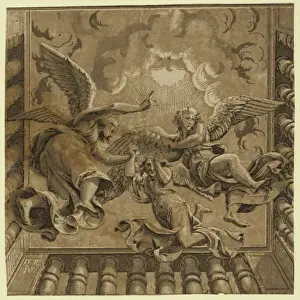 Chiaroscuro Art Stampe: Ceiling with three angels