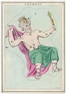 Ancient Greek Constellations Stampe: Cepheus Star Map