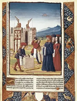 Disegno Stampe: Carlo Magno visita i lavori di costruzione.