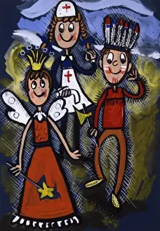 Malcolm Greensmith Art Stampe: Children have fun dressing up