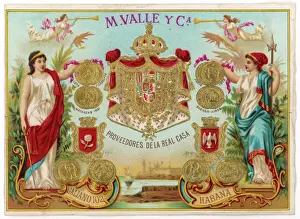 Stampe di Etichetta del sigaro per sigari di Havana prodotti da M Valle in Cuba Immagini Correlate Stampe: Etichetta di sigari