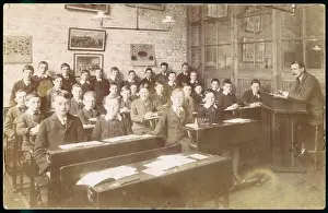 Vintage Classroom Scene Stampe: Class of boys at a junior school