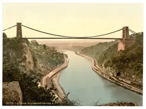 Ponte sospeso di Clifton dalle scoglie a Bristol, Inghilterra
