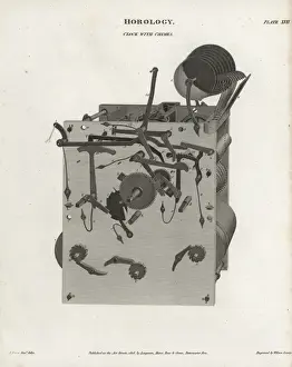 Clockwork Mechanism Stampe: Clock with chimes