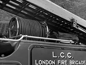 Historical Firefighting Equipment Stampe: Close-up of LFB fire engine