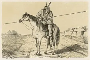 Vintage Native American Art Stampe: Comanche Warrior