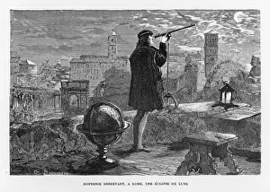 Historical Astronomy Art Stampe: Copernicus / Lunar Eclipse