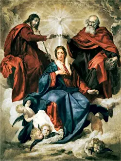 Stampe di La coronazione della Vergine da parte di Velázquez, Diego RodrČguez de SilvA (1599-1660). Arte barocca. Olio su tela Diego Velazquez Stampe: La coronazione della Vergine