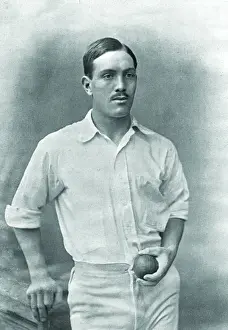 Vintage Cricket Players Stampe: Cricketer, Brown