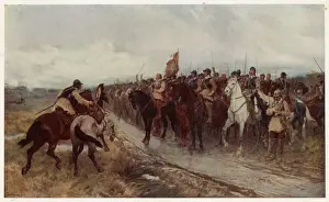 Stampe di Oltruppò Crommell per combattere gli scozzesi a Dunbar Battaglia Stampe: Crommell a Dunbar
