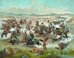 Stampe di Ultimo carico di Custer, data 1876 Battaglia Di Little Bighorn Stampe: L'ultima carica di Custer