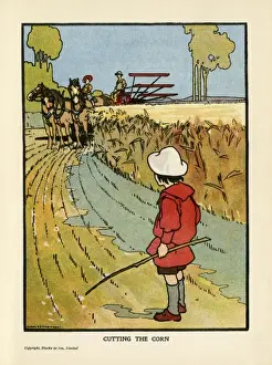 Historical Farm Equipment Stampe: Cutting the Corn
