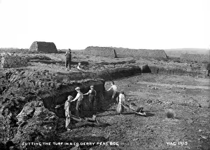 Contea Di Londonderry Stampe: Tagliare il terreno in un peat bog di una Compagnia di Derry