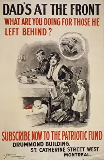 WWI Patriotic Posters Stampe: Dads at the front. What are you doing for those he left beh
