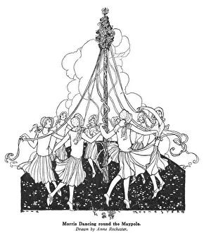 Maypole Dancing Stampe: Dancing Round Maypole