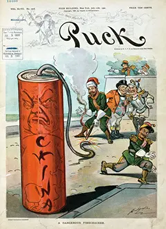 Puck Magazine Illustrations Stampe: A dangerous firecracker