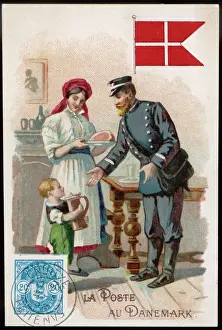 Vintage Postal Worker Stampe: Danish Postman