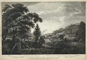 US Rural Landscape Stampe: A design to represent the beginning and completion of an Ame