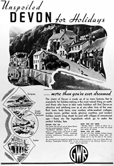 Great Western Railway Advertising Stampe: Devon for holidays