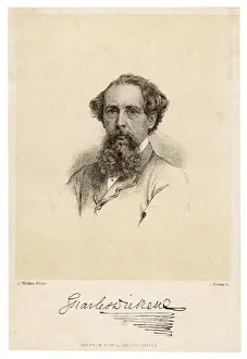 Charles Dickens Author Stampe: Dickens (Brown)