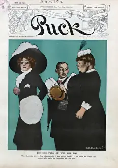 Puck Magazine Illustrations Online Stampe: Did she fall or was she on?