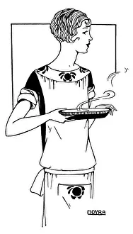 Woman In Kitchen Stampe: She Dishes Up