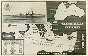 Mediterranean Fleet History Stampe: Dispatch routes from Malta of HMS Despatch