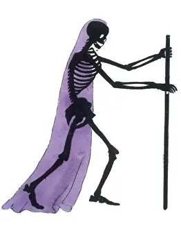 Ghostly Apparitions In Art Stampe: Draped Skeleton