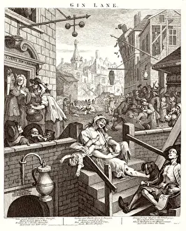William Hogarth Stampe: Ebbrezza/Intemperanza