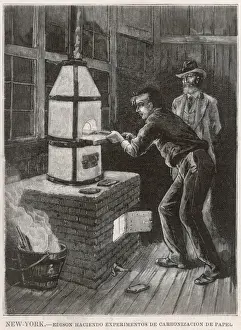 Thomas Edison Laboratory Stampe: Edison at Work 1880