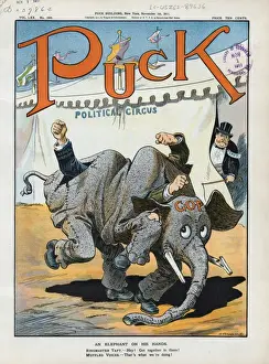 Vintage Elephant Illustrations Stampe: An elephant on his hands