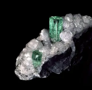 Green Gemstones Stampe: Emerald on calcite