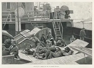 Transatlantic Voyage Stampe: Emigrants on Deck