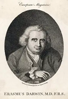 18th Century Scientist Stampe: Erasmus Darwin / Wright