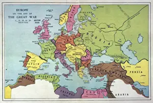 Mappe E Grafici Stampe: Carta mappa Europa 1914