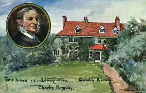 Stampe di Rappresentazione della villa di Eversley, la casa di Charles Kingsley tra il 1844 e il 1875. Artista: Sidney Carter Data: 1904 Charles Kingsley Stampe: Casa Eversley