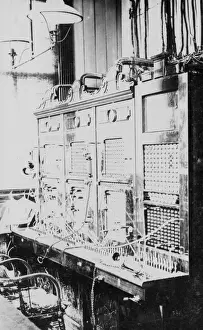 Antique Telephone Equipment Stampe: An example of an early telephone switchboard